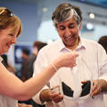 event attendees laughing and chatting