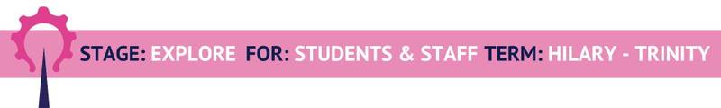 A pink banner with lightbulb cog graphic